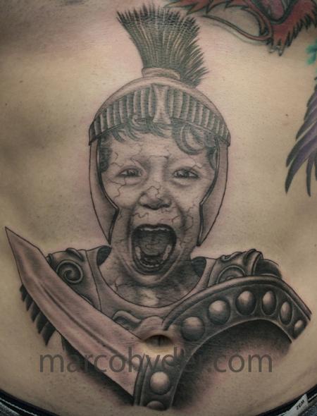 tattoos/ -  Portrait of Son as Greek Soldier turned to stone - 67469